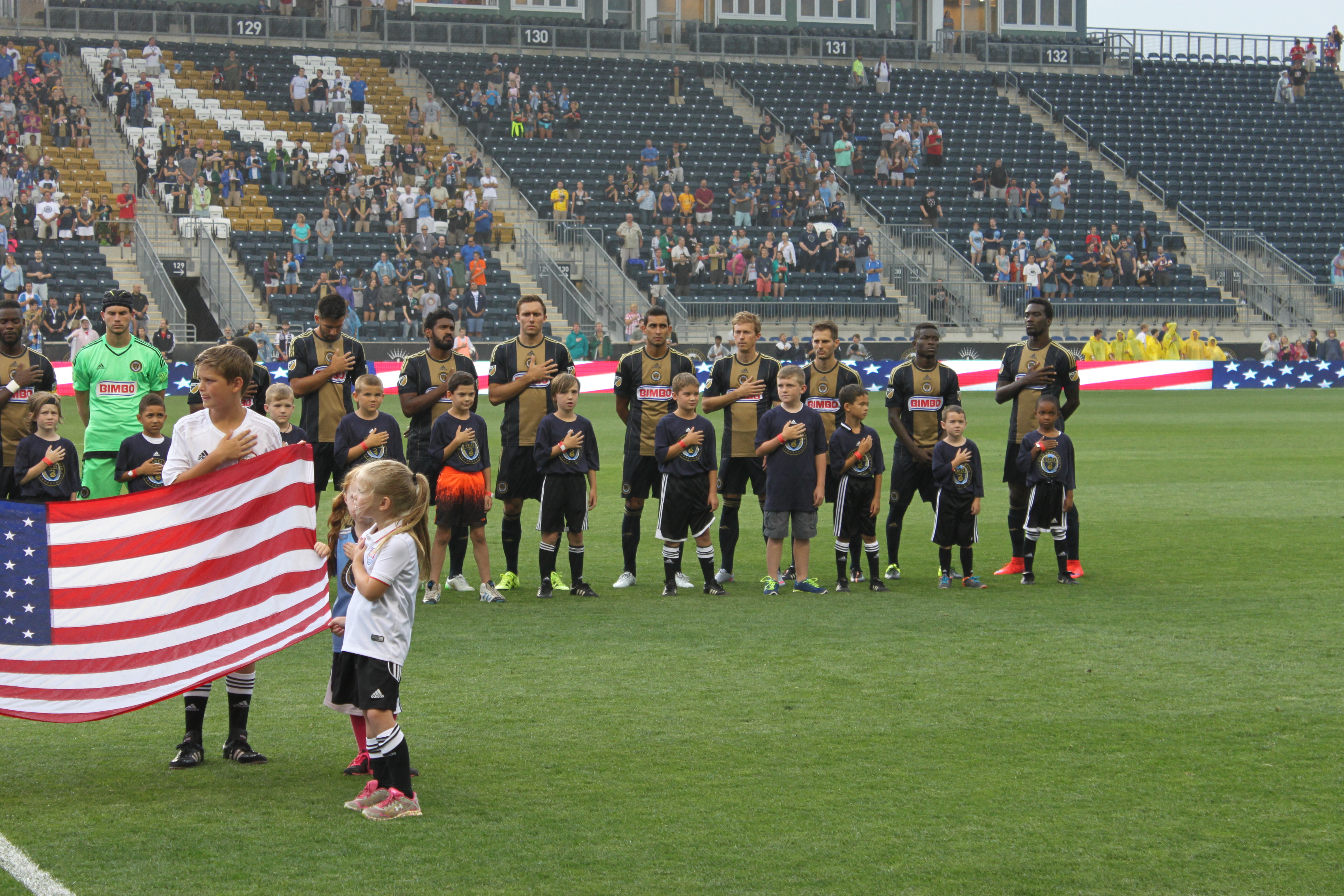 U9 Cecil Rebels as player escorts for the Philadelphia Union at the Lamar Hunt US Open Match.
